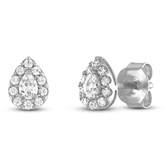 Diamond Stud Earrings 1/4 ct tw Pear & Round-Cut 10K White Gold