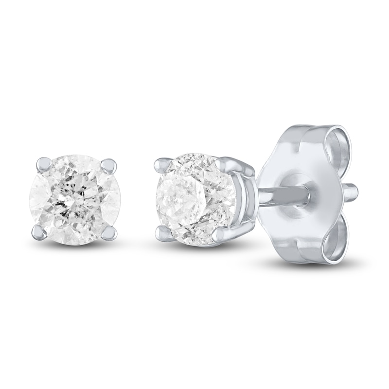 Main Image 1 of Diamond Solitaire Earrings 3/8 ct tw Round-cut Sterling Silver (J/I3)