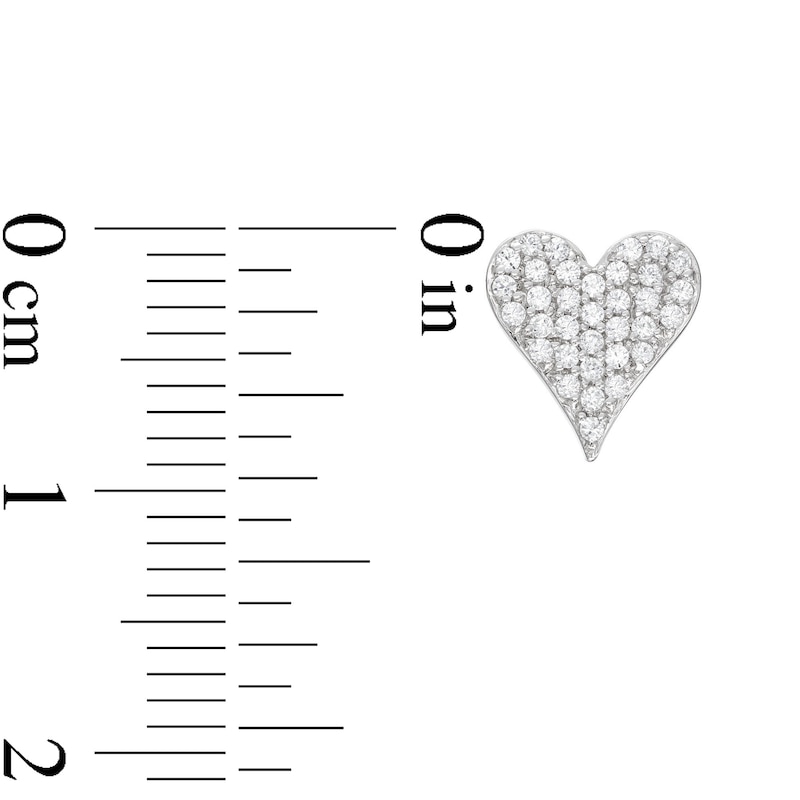 Main Image 2 of Diamond Heart Stud Earrings 1/4 ct tw Round-cut Sterling Silver