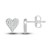 Thumbnail Image 3 of Diamond Heart Stud Earrings 1/4 ct tw Round-cut Sterling Silver