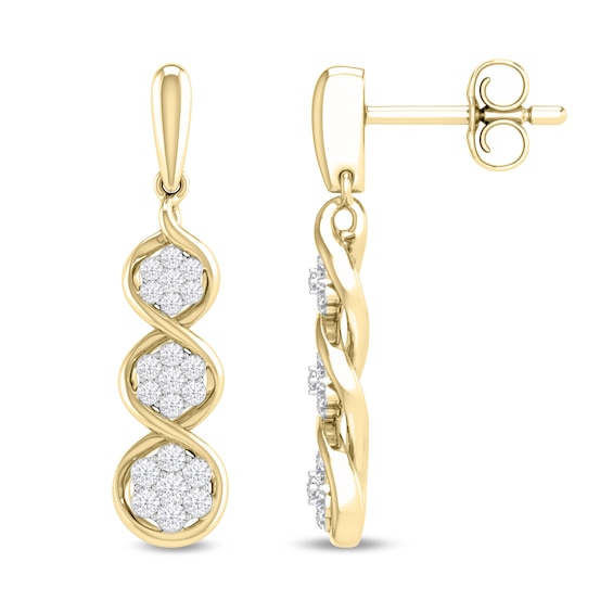 Diamond Drop Earrings 1/5 ct tw Round-cut 10K Yellow Gold