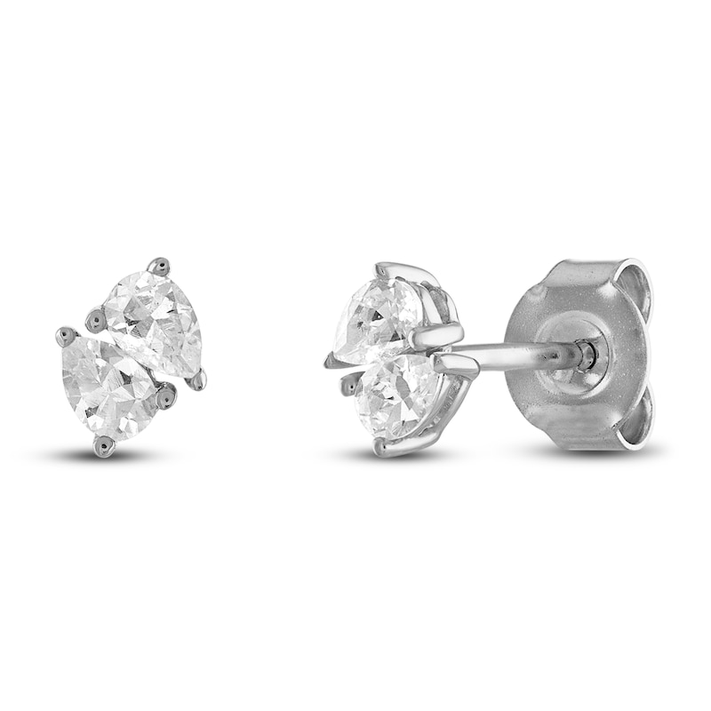 Diamond Double Pear Stud Earrings 1/4 ct tw 10K White Gold