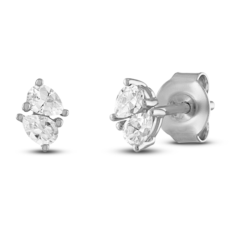Two-Stone Diamond Stud Earrings 1/2 ct tw Pear-Shaped 10K White Gold | Kay