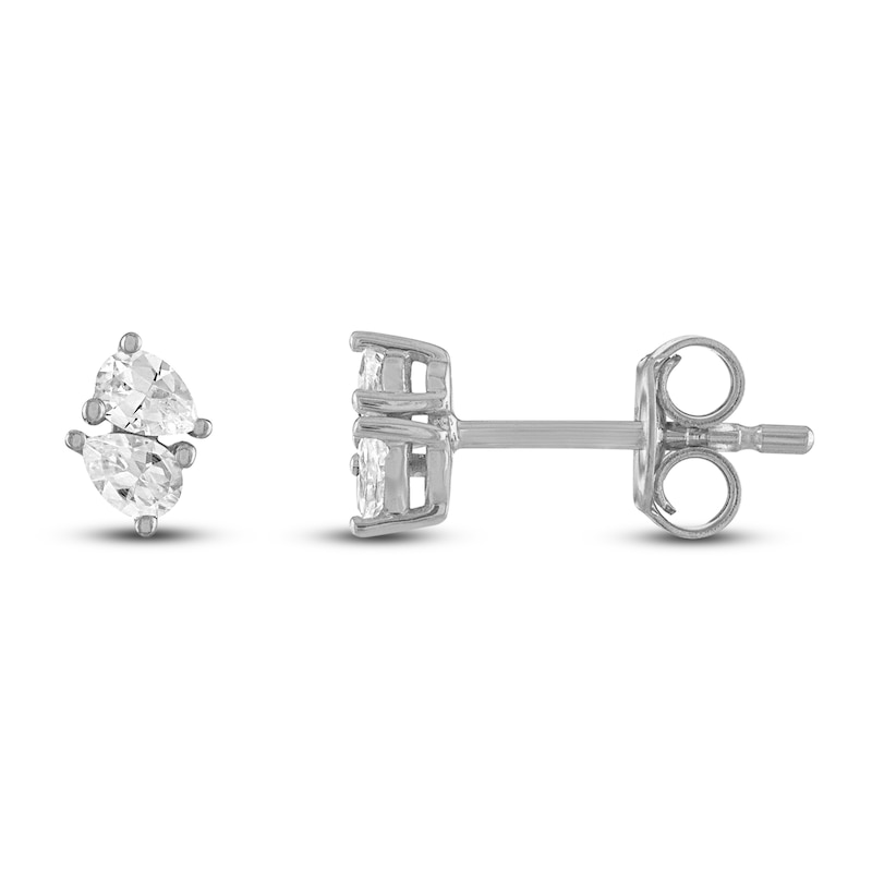 Two-Stone Diamond Stud Earrings 1/2 ct tw Pear-Shaped 10K White Gold