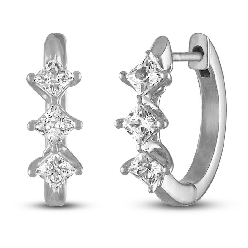Diamond Hoop Earrings 1/2 ct tw Princess-cut 10K White Gold | Kay
