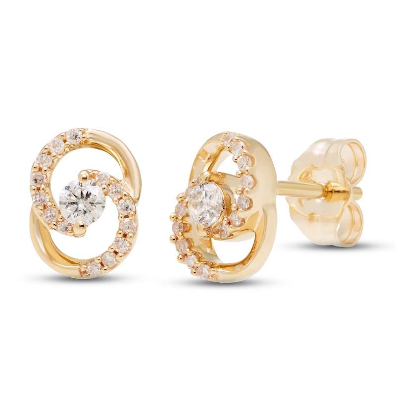 Encircled by Love Diamond Stud Earrings 1/5 ct tw Round-cut 10K Yellow Gold