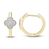 Thumbnail Image 2 of Diamond Clover Hoop Earrings 1/10 ct tw Round-cut 10K Yellow Gold
