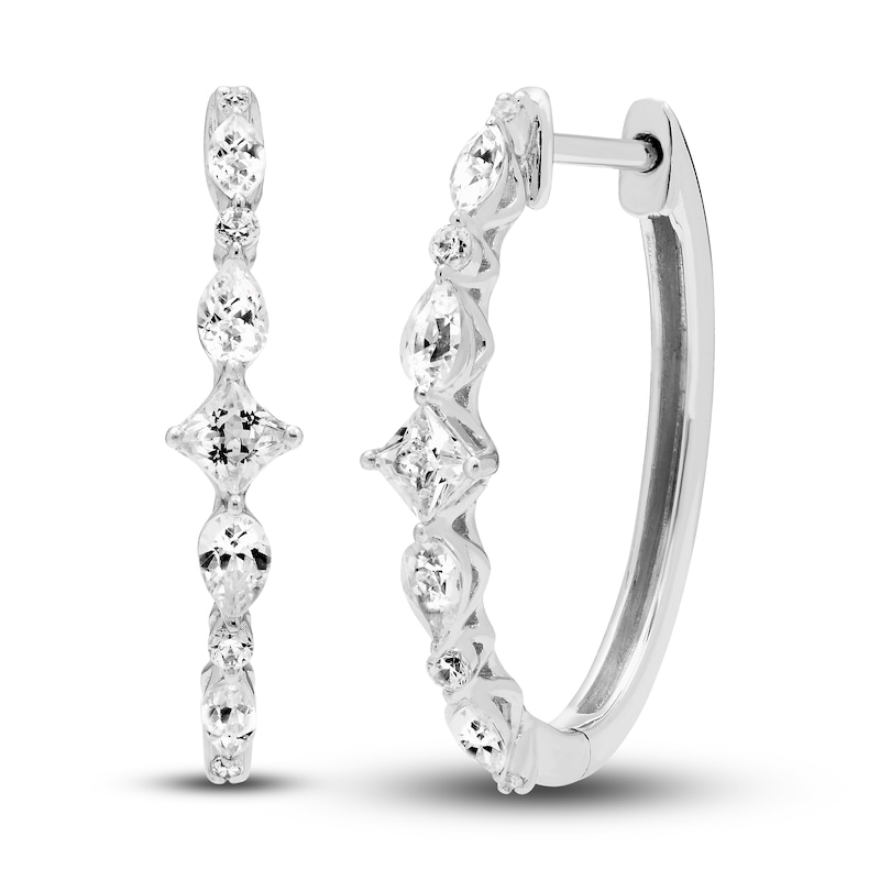 Main Image 1 of Diamond Hoop Earrings 5/8 ct tw Round, Pear, Marquise & Princess 10K White Gold
