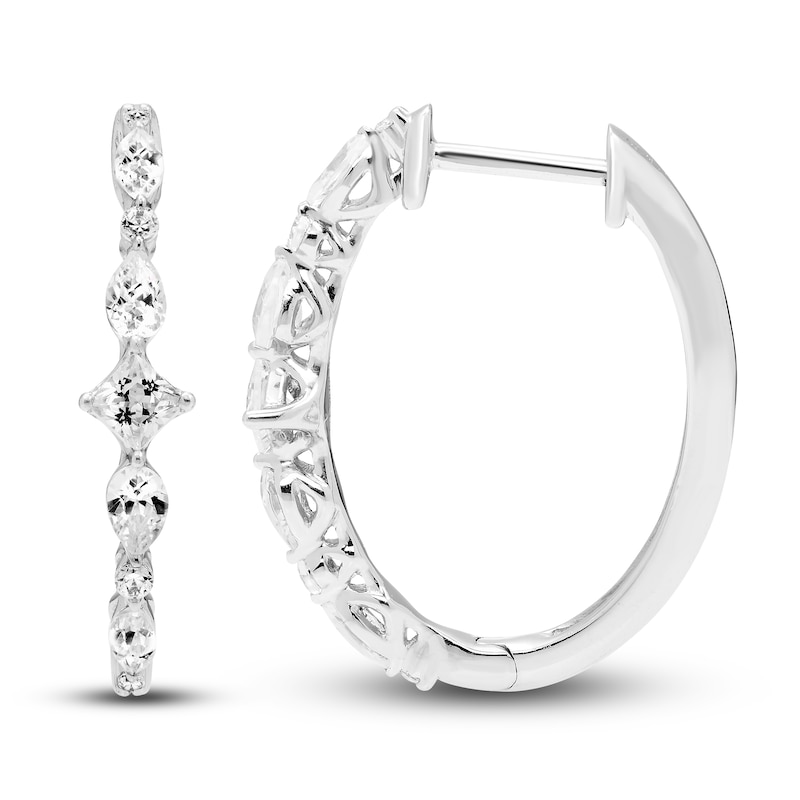 Main Image 2 of Diamond Hoop Earrings 5/8 ct tw Round, Pear, Marquise & Princess 10K White Gold