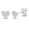 Thumbnail Image 1 of Diamond Heart Stud Earrings 1/5 ct tw Round & Baguette Sterling Silver