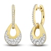 Diamond Pear Hoop Dangle Earrings 3/4 ct tw Round-cut 10K Yellow Gold
