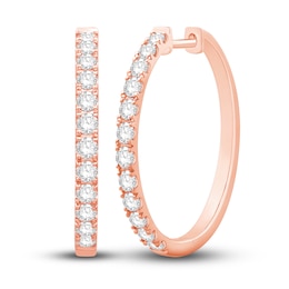 Diamond Hoop Earrings 1 ct tw Round-cut 10K Rose Gold