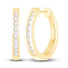 Diamond Hoop Earrings 1/4 ct tw Round-cut 10K Yellow Gold