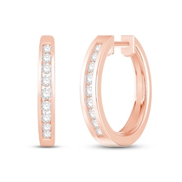 Diamond Hoop Earrings 1/4 ct tw Round-cut 10K Rose Gold