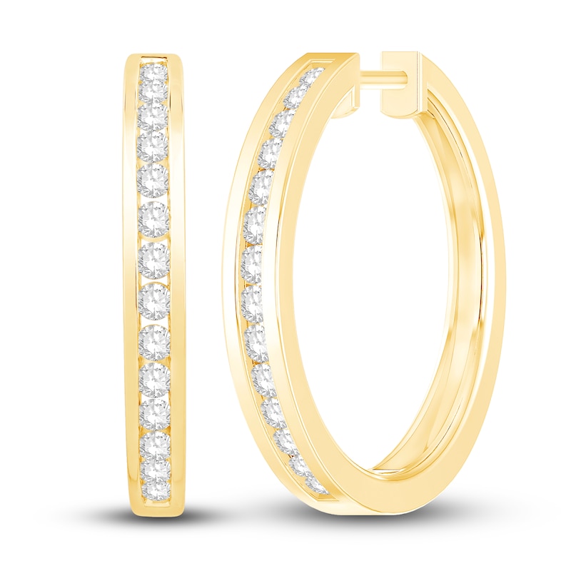 Diamond Hoop Earrings 1/2 ct tw Round-cut 10K Yellow Gold