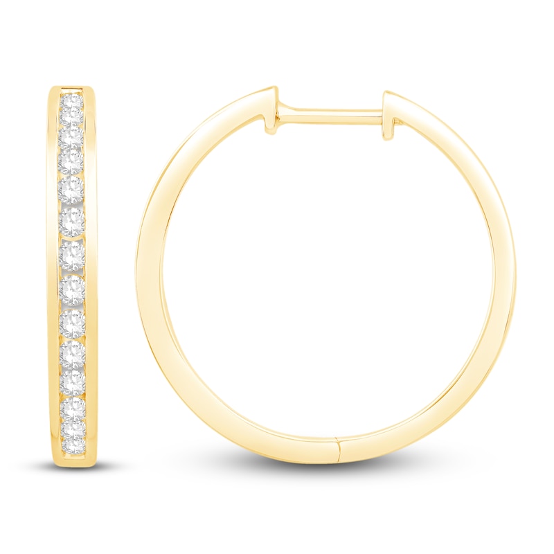 Diamond Hoop Earrings 1/2 ct tw Round-cut 10K Yellow Gold