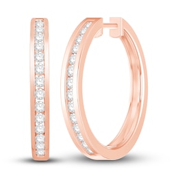 Diamond Hoop Earrings 1/2 ct tw Round-cut 10K Rose Gold