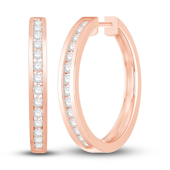 Diamond Hoop Earrings 1/2 ct tw Round-cut 10K Rose Gold
