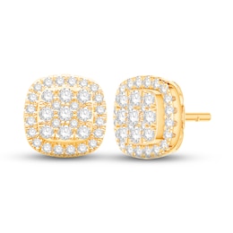 Diamond Cushion Earrings 1/2 ct tw Round-cut 10K Yellow Gold