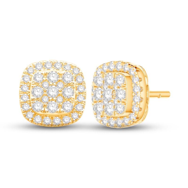 Diamond Cushion Earrings 1/2 ct tw Round-cut 10K Yellow Gold