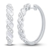 Diamond Twist Hoop Earrings 3/8 ct tw Baguette & Round-cut 10K White Gold