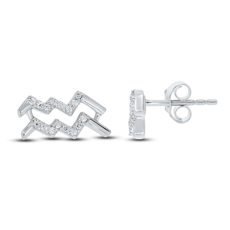 Main Image 1 of Diamond Aquarius Earrings 1/10 ct tw Round-cut Sterling Silver
