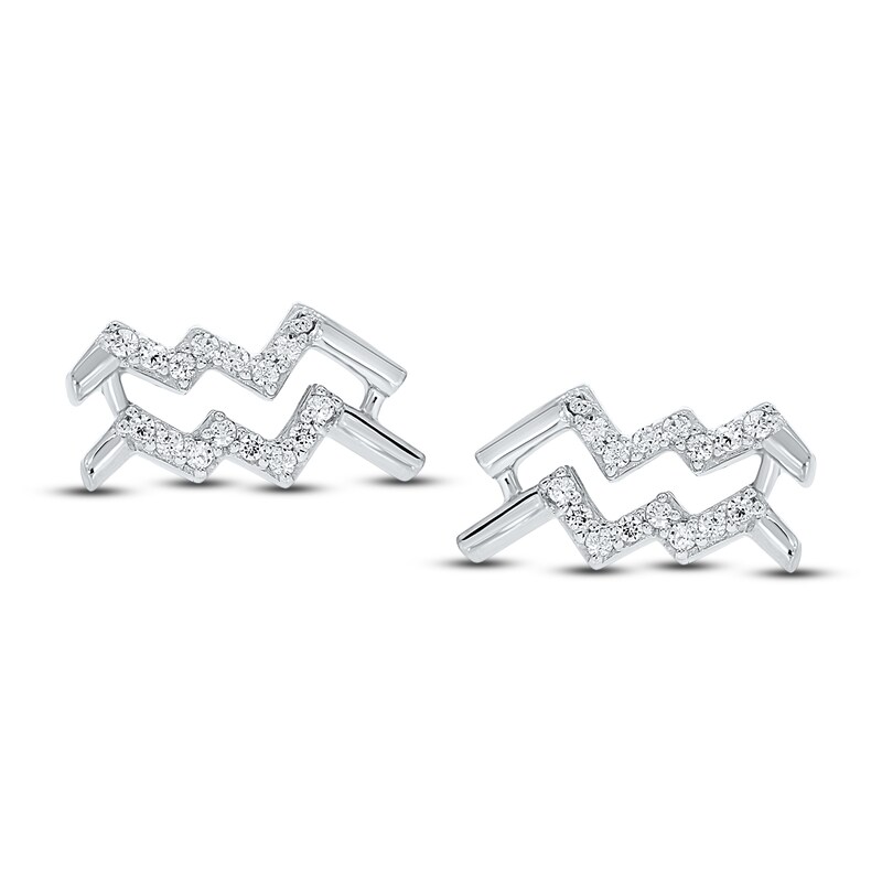 Diamond Aquarius Earrings 1/10 ct tw Round-cut Sterling Silver