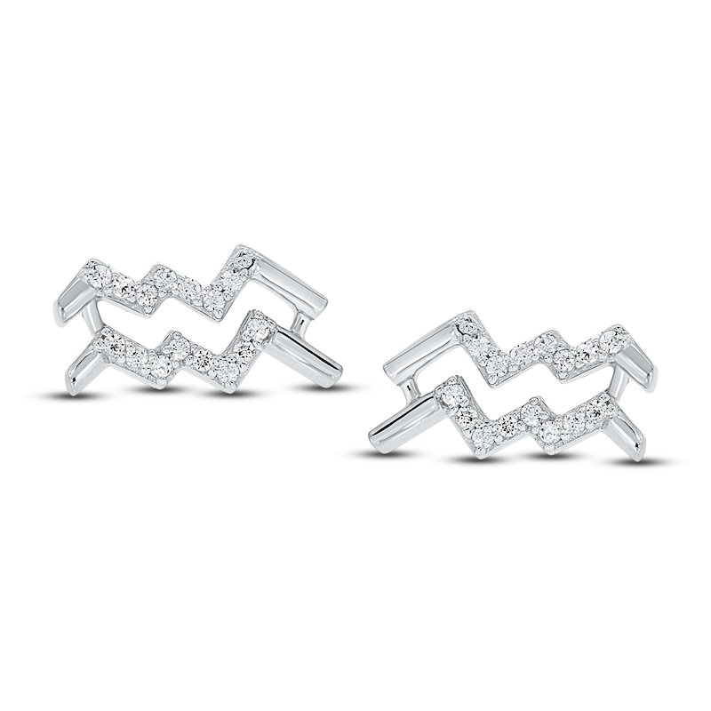 Main Image 2 of Diamond Aquarius Earrings 1/10 ct tw Round-cut Sterling Silver