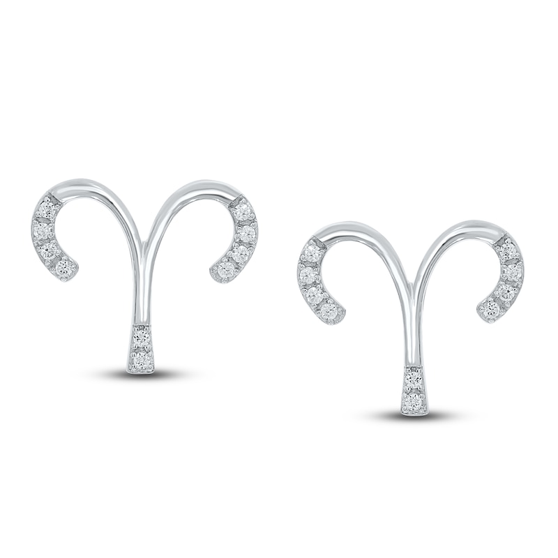Main Image 2 of Diamond Aries Earrings 1/10 ct tw Round-cut Sterling Silver