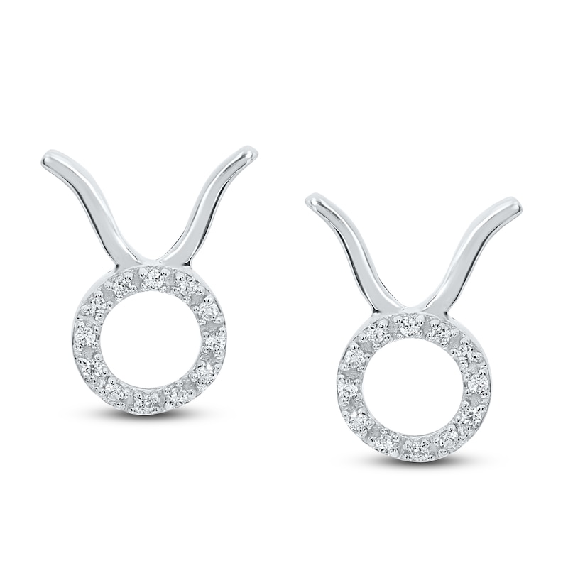 Diamond Taurus Earrings 1/10 ct tw Round-cut Sterling Silver