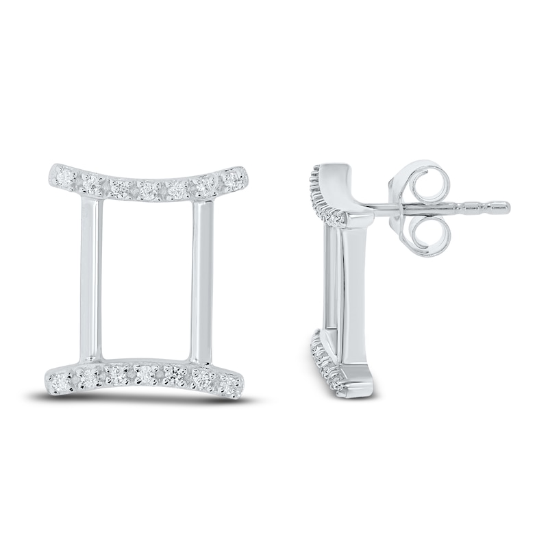 Main Image 1 of Diamond Gemini Earrings 1/10 ct tw Round-cut Sterling Silver