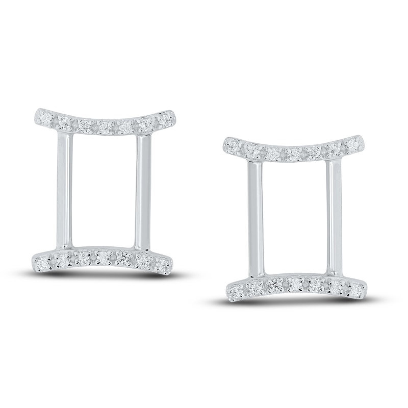 Diamond Gemini Earrings 1/10 ct tw Round-cut Sterling Silver