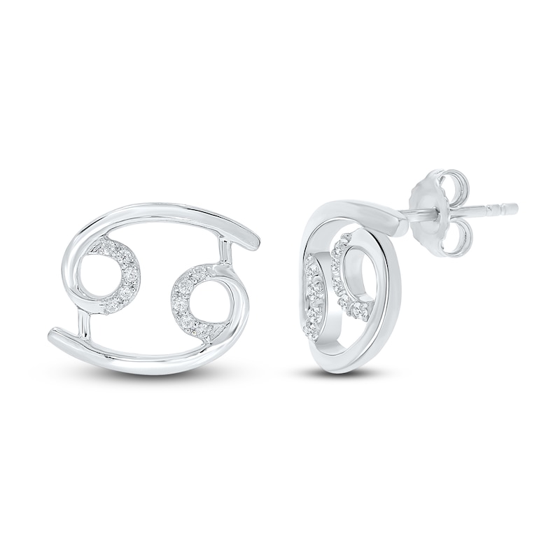 Main Image 1 of Diamond Cancer Earrings 1/10 ct tw Round-cut Sterling Silver