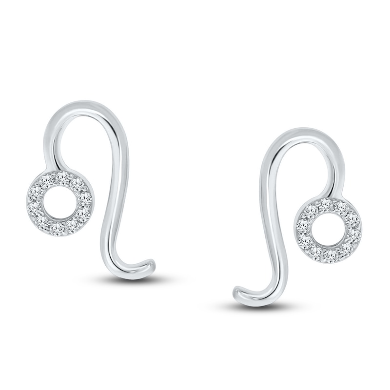 Main Image 2 of Diamond Leo Earrings 1/10 ct tw Round-cut Sterling Silver