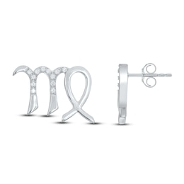 Diamond Virgo Earrings 1/10 ct tw Round-cut Sterling Silver