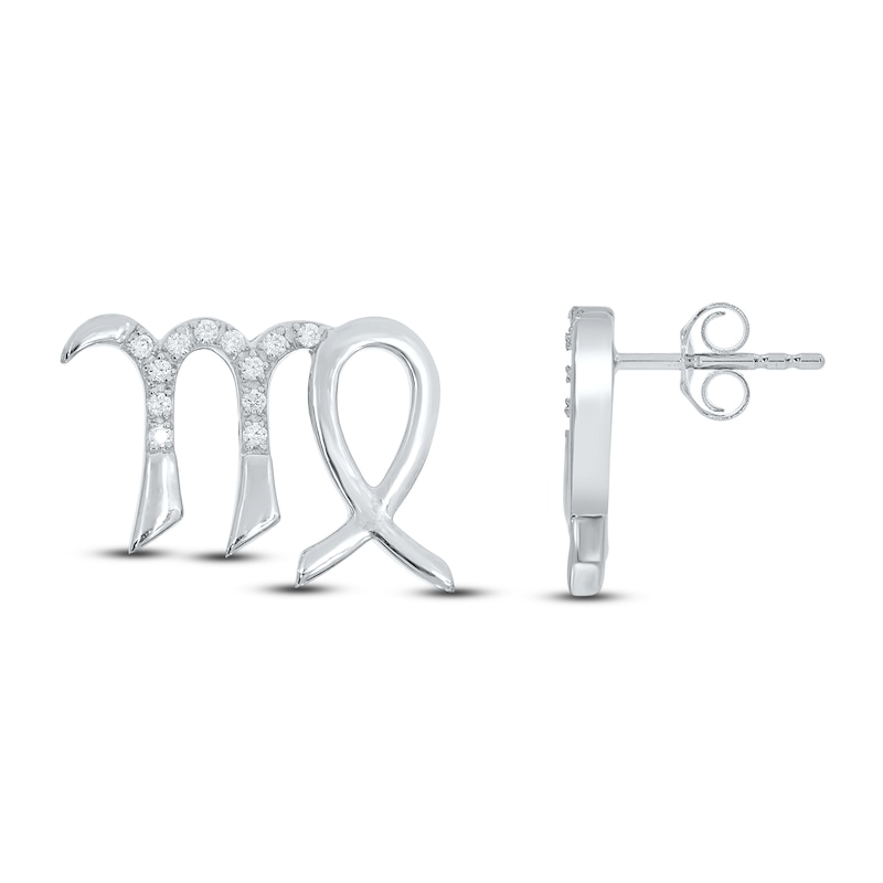 Main Image 1 of Diamond Virgo Earrings 1/10 ct tw Round-cut Sterling Silver