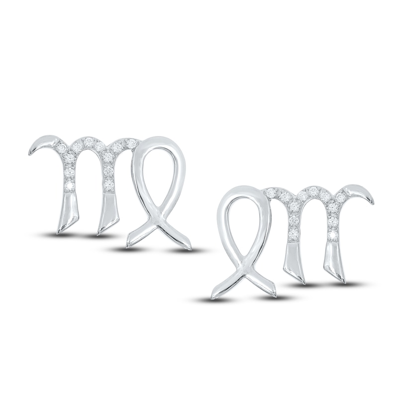 Main Image 2 of Diamond Virgo Earrings 1/10 ct tw Round-cut Sterling Silver