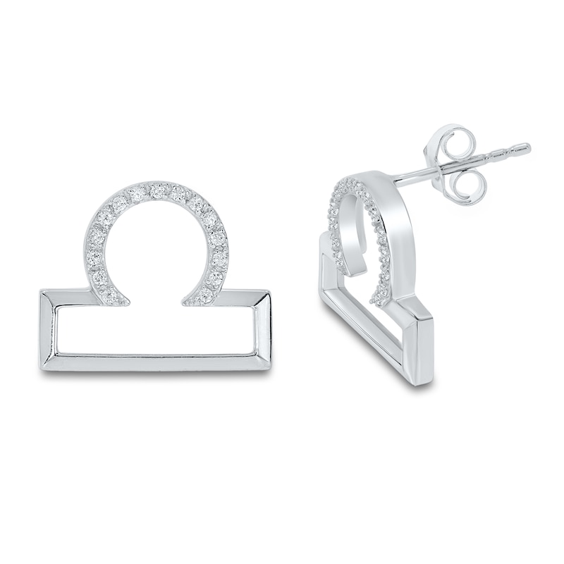 Main Image 1 of Diamond Libra Earrings 1/10 ct tw Round-cut Sterling Silver