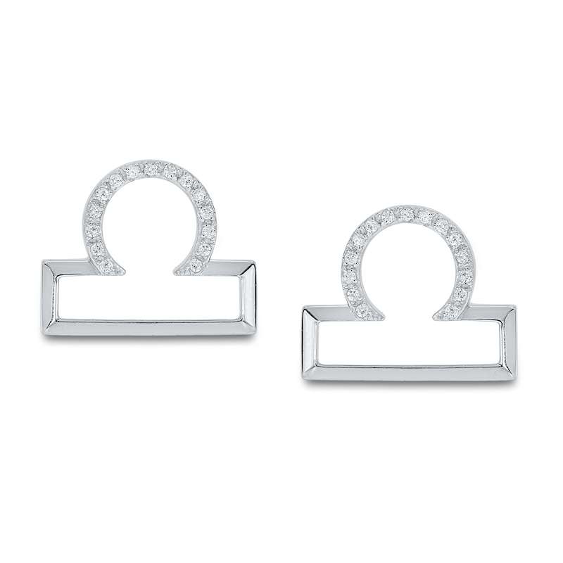 Main Image 2 of Diamond Libra Earrings 1/10 ct tw Round-cut Sterling Silver