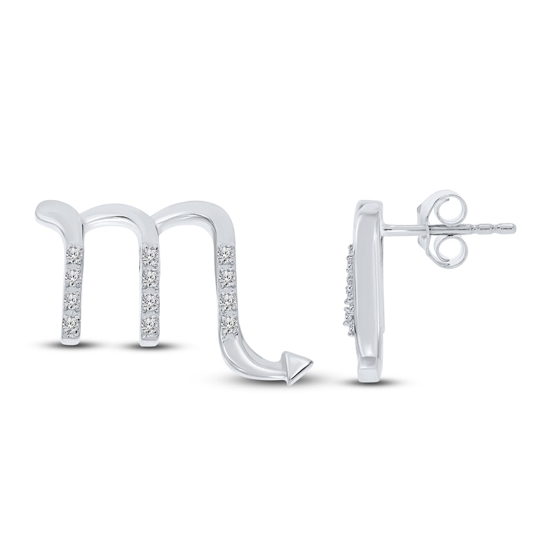 Main Image 1 of Diamond Scorpio Earrings 1/10 ct tw Round-cut Sterling Silver