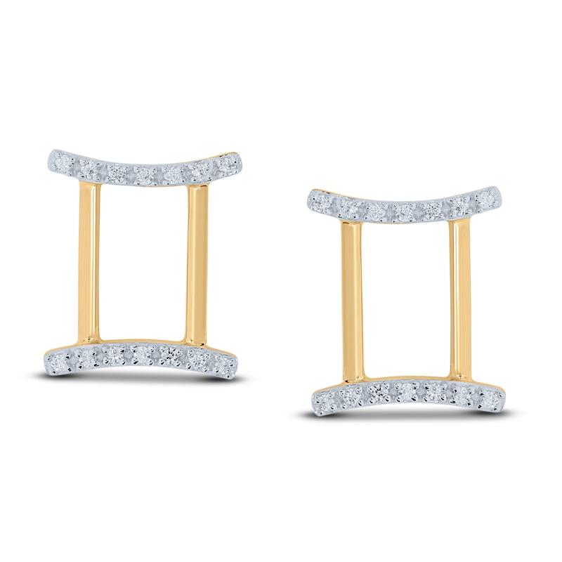 Diamond Gemini Earrings 1/10 ct tw Round-cut 10K Yellow Gold