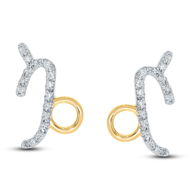 Diamond Capricorn Earrings 1/10 ct tw Round-cut 10K Yellow gold