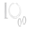 Thumbnail Image 1 of Diamond Double-Hoop Earrings 2 ct tw Round-cut 10K White Gold