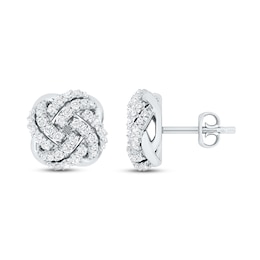 Diamond Knot Stud Earrings 1/3 ct tw Round-cut 10K White Gold