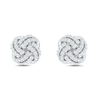 Thumbnail Image 2 of Diamond Knot Stud Earrings 1/3 ct tw Round-cut 10K White Gold
