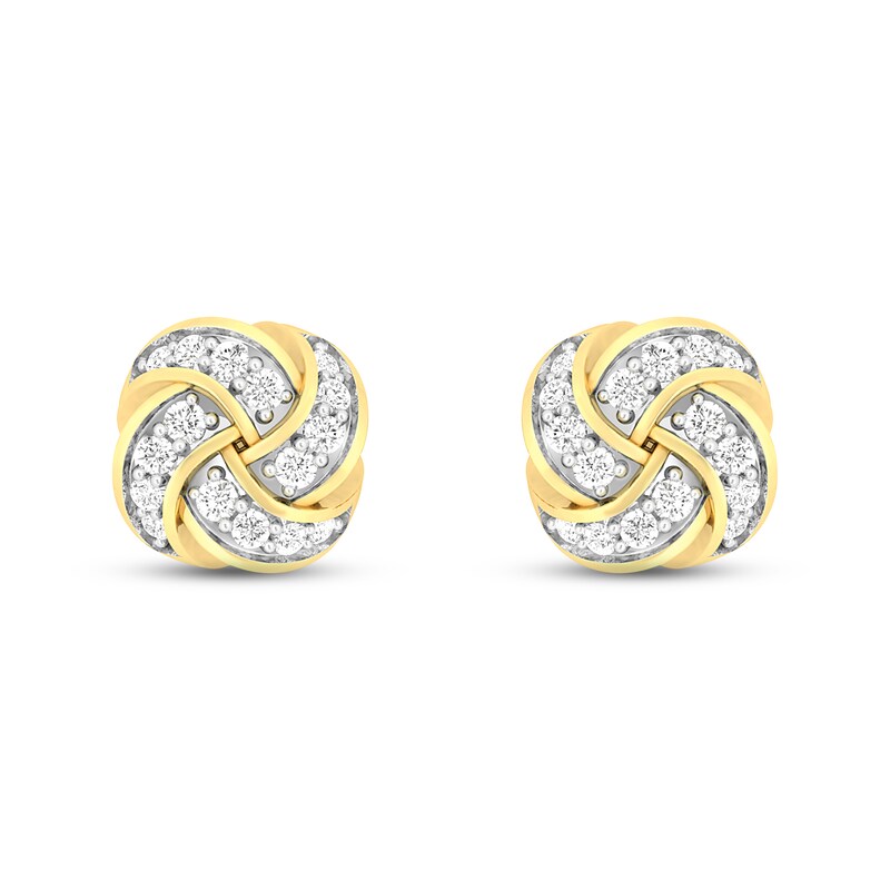 Diamond Knot Stud Earrings 1/4 ct tw Round-cut 10K Yellow Gold