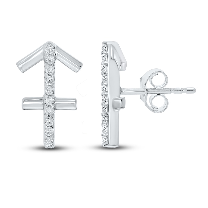 Main Image 1 of Diamond Sagittarius Earrings 1/10 ct tw Round-cut Sterling Silver