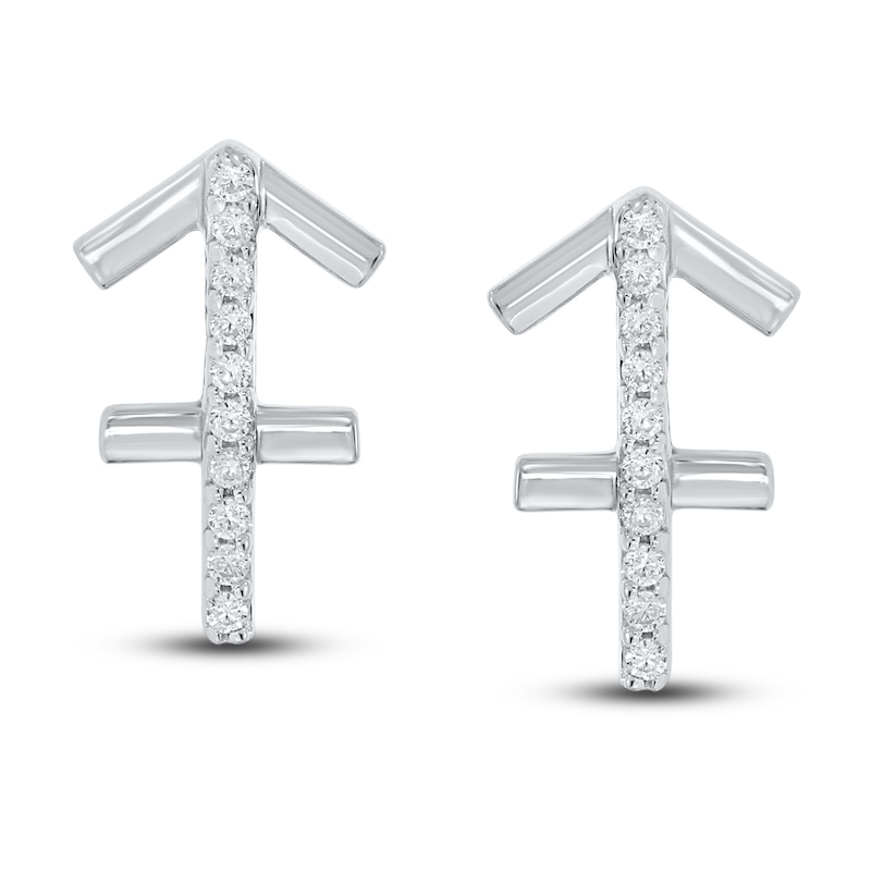 Main Image 2 of Diamond Sagittarius Earrings 1/10 ct tw Round-cut Sterling Silver