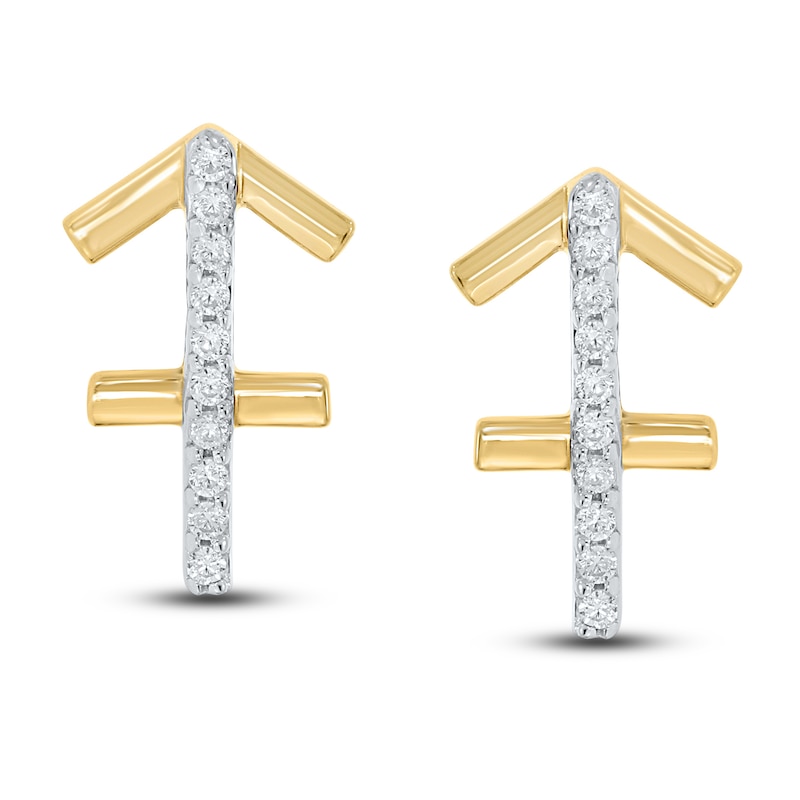 Main Image 2 of Diamond Sagittarius Earrings 1/10 ct tw Round-cut 10K Yellow Gold