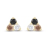 Thumbnail Image 1 of Every Love Black, White & Brown Diamond Cluster Earrings 1/2 ct tw 10K Yellow Gold